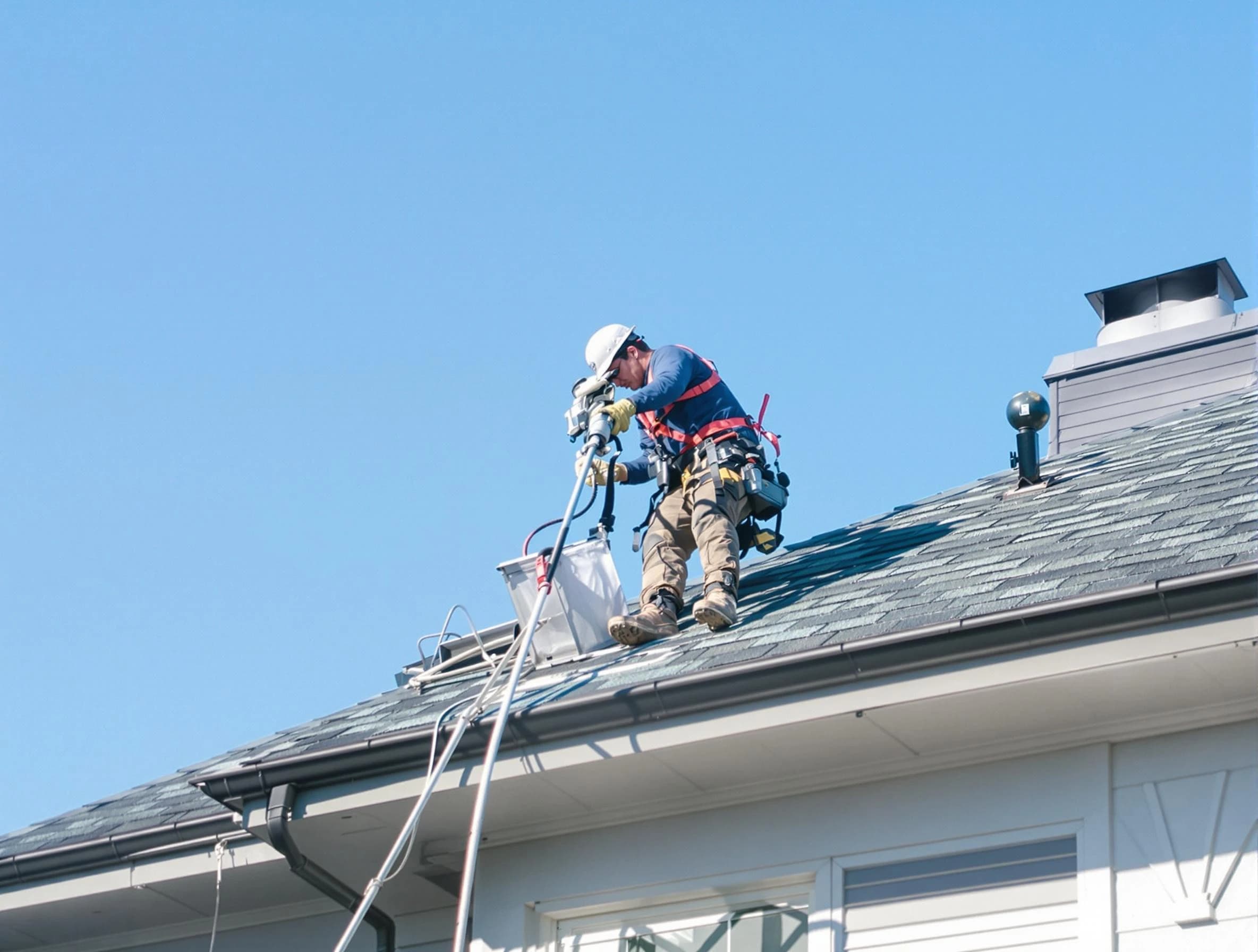Gallatin Dryer Vent Cleaning certified technician cleaning a roof-mounted dryer vent system in Gallatin