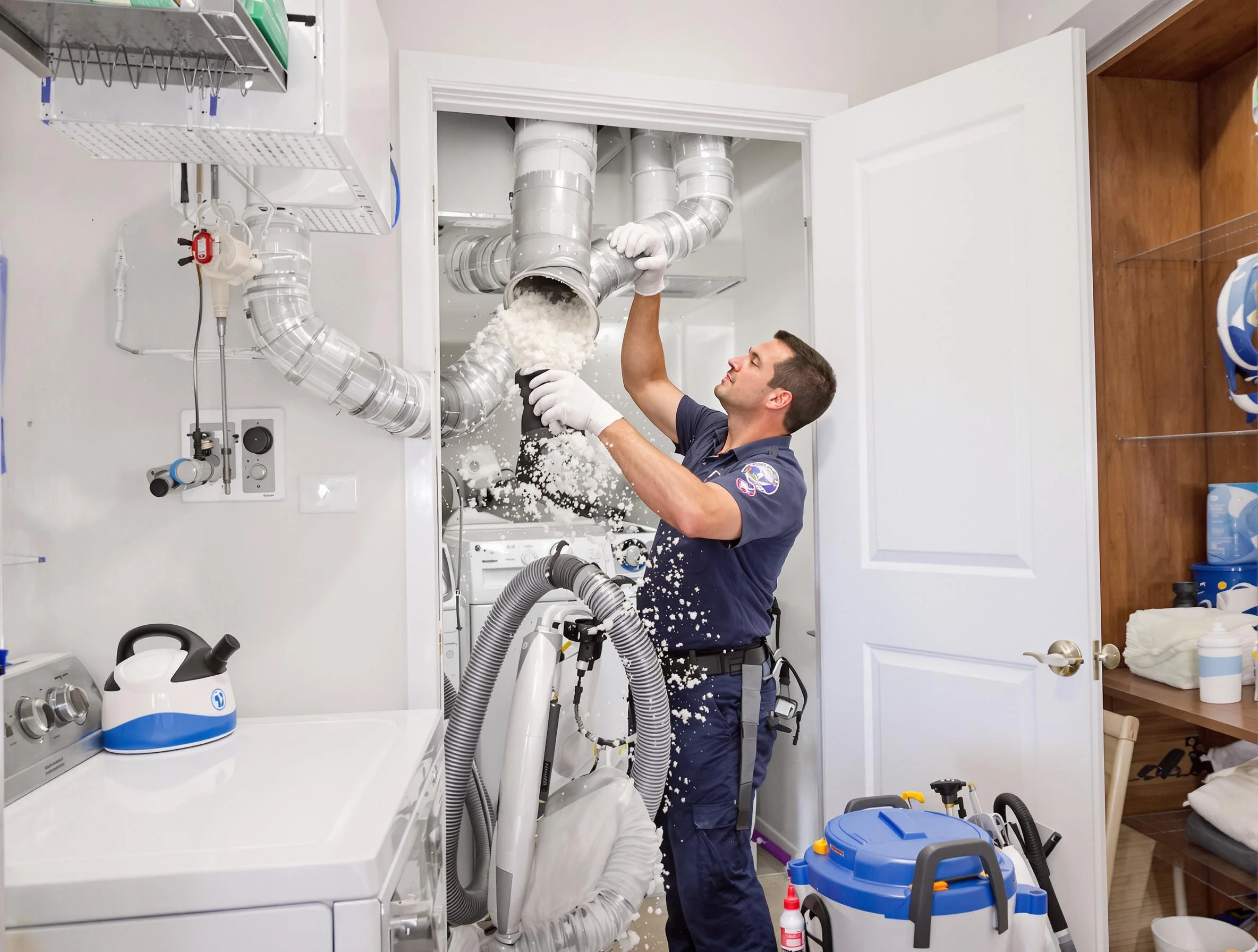 Gallatin Dryer Vent Cleaning technician delivering thorough residential dryer vent cleaning service in Gallatin